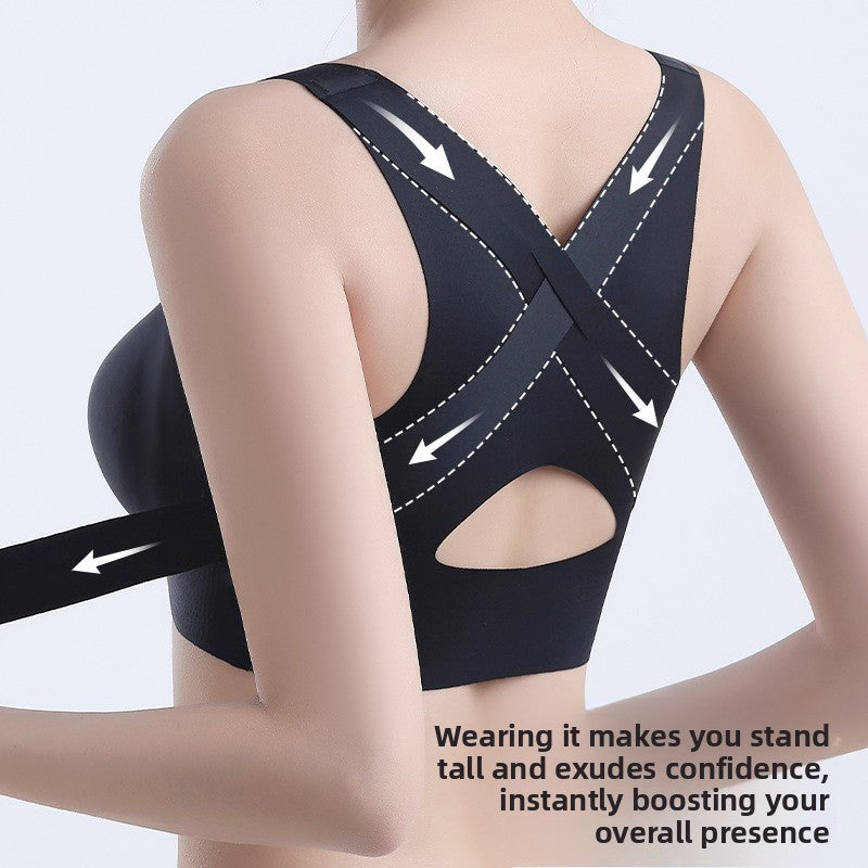 Posture Correcting Underwear for Women Seamless Front Closure Lift Up Breast Shaping Sports Bra with Beautiful Back Design