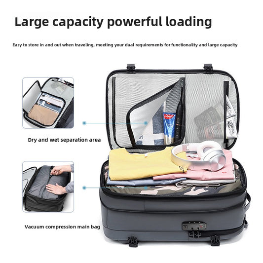 Vacuum Compression Backpack Men's Expandable Backpack Anti-Theft Laptop Backpack Travel Bag