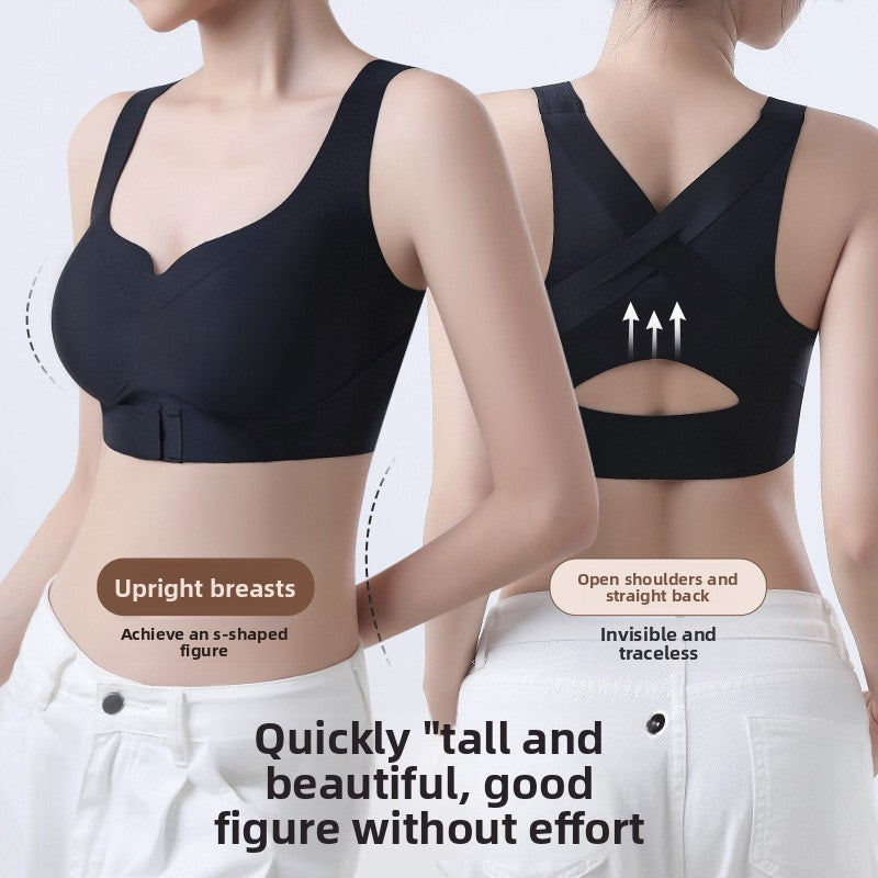 Posture Correcting Underwear for Women Seamless Front Closure Lift Up Breast Shaping Sports Bra with Beautiful Back Design