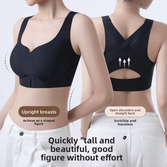 Posture Correcting Underwear for Women Seamless Front Closure Lift Up Breast Shaping Sports Bra with Beautiful Back Design